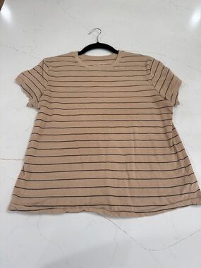 Target Beige Tee with Black Stripes - Short Sleeve